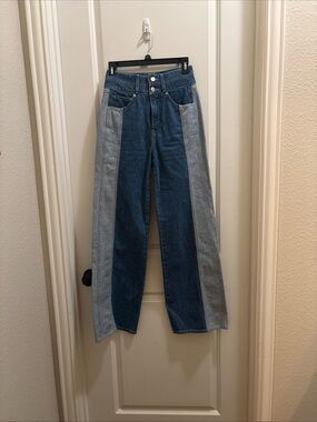 Veronica Beard Taylor Two-Tone High-Rise Wide-Leg Jeans Size 25 *FLAW*